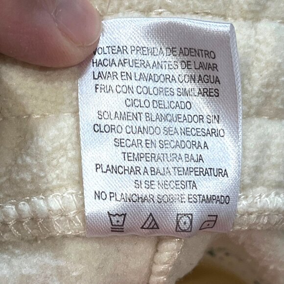 Disney 100 Womens Fleece‎ Lounge Pants Mickey Floral Embroidery Cream Size Small - Picture 7 of 7